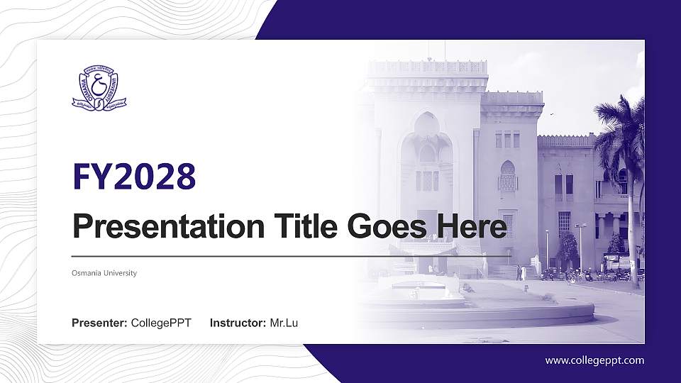 Osmania University Academic Presentation/Research Findings Report PPT Template16:9 ratio PPT effect preview image