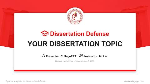 National Law Institute University Graduation Thesis Defense PPT Template
