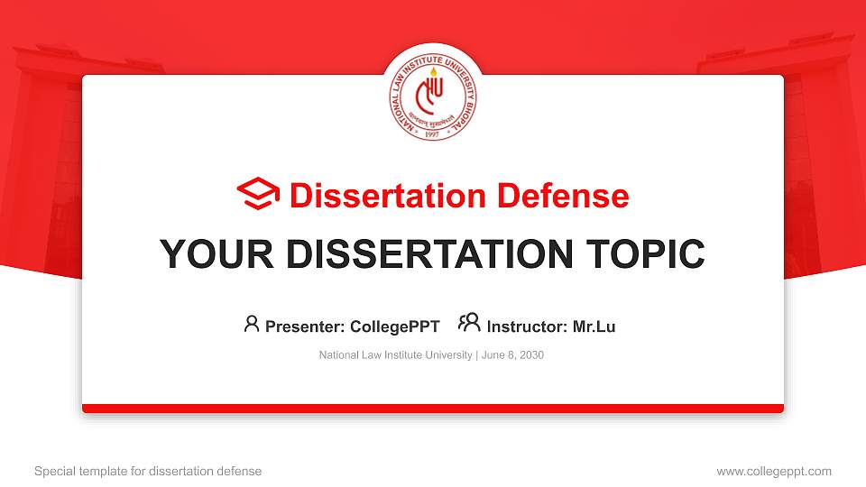 National Law Institute University Graduation Thesis Defense PPT Template16:9 ratio PPT effect preview image