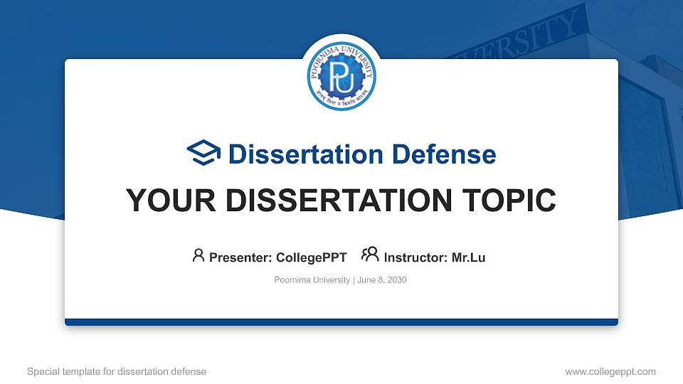 Poornima University Graduation Thesis Defense PPT Template16:9 ratio PPT effect preview image