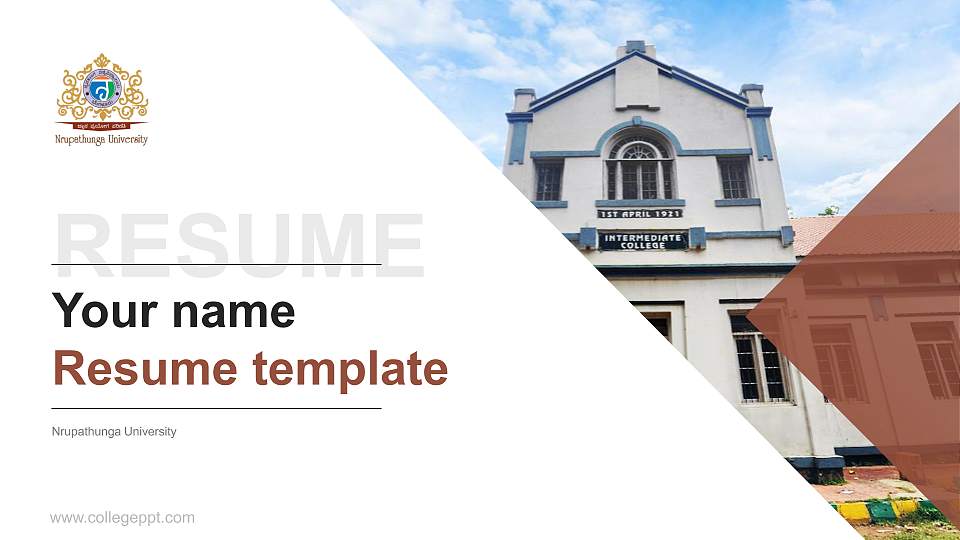 Nrupathunga University Resume PPT Template16:9 ratio PPT effect preview image1