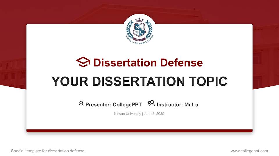 Nirwan University Graduation Thesis Defense PPT Template16:9 ratio PPT effect preview image