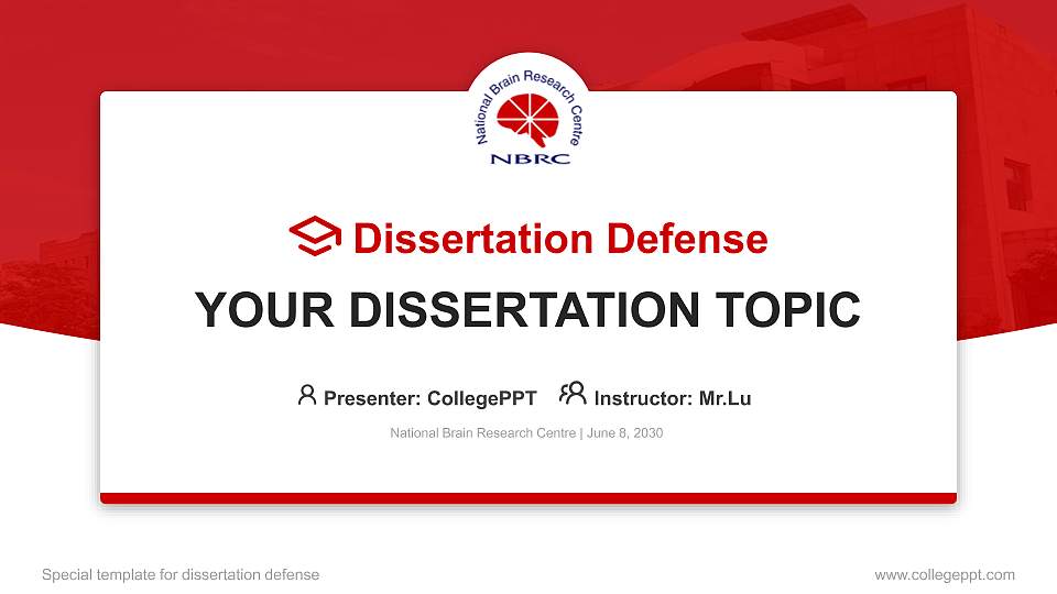 National Brain Research Centre Graduation Thesis Defense PPT Template16:9 ratio PPT effect preview image1