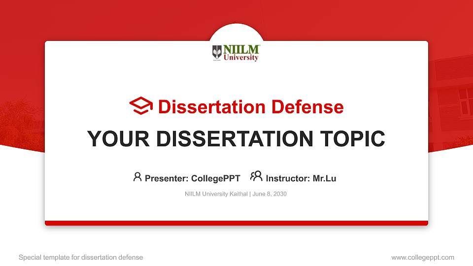 NIILM University Kaithal Graduation Thesis Defense PPT Template16:9 ratio PPT effect preview image