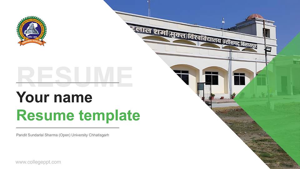 Pandit Sundarlal Sharma (Open) University Chhatisgarh Resume PPT Template16:9 ratio PPT effect preview image