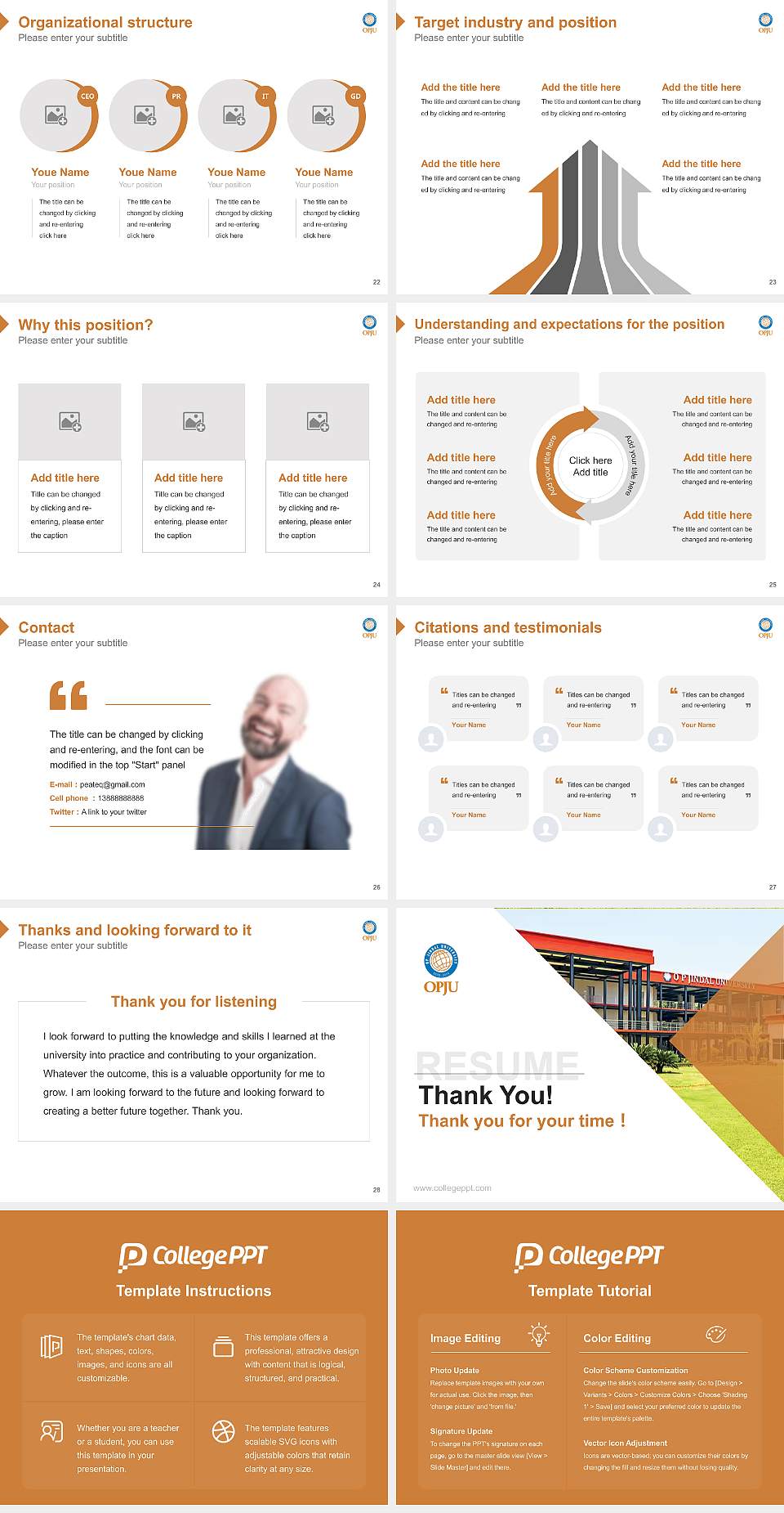 O.P. Jindal University Resume PPT Template4:3 ratio PPT effect preview image4