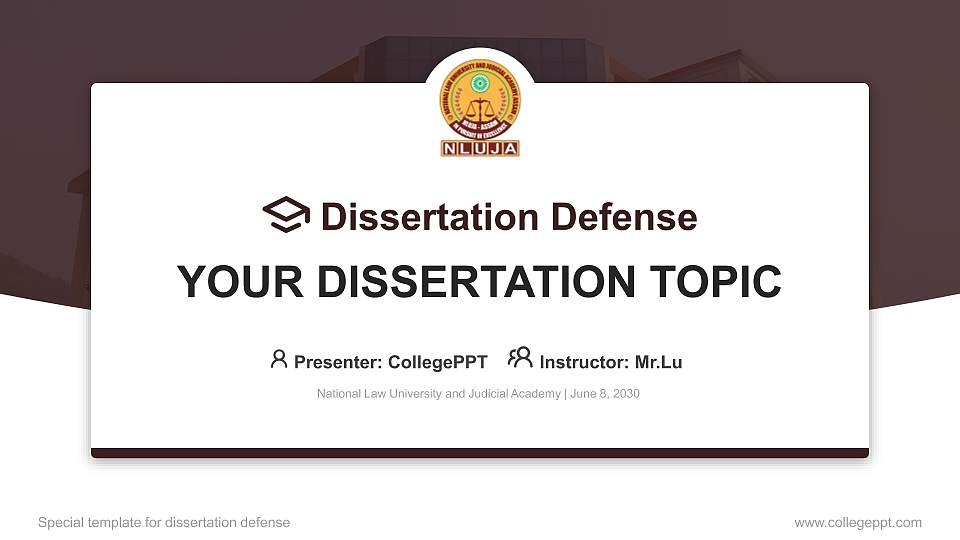 National Law University and Judicial Academy Graduation Thesis Defense PPT Template16:9 ratio PPT effect preview image