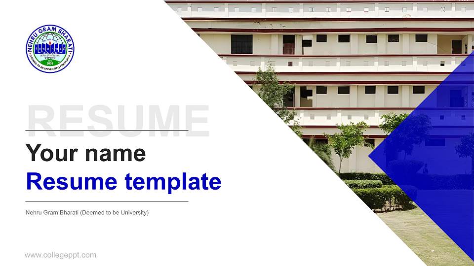 Nehru Gram Bharati (Deemed to be University) Resume PPT Template16:9 ratio PPT effect preview image1