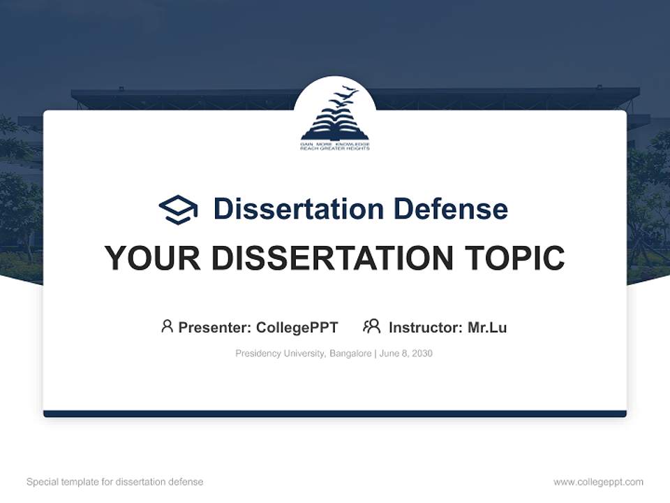 Presidency University, Bangalore Graduation Thesis Defense PPT Template4:3 ratio PPT effect preview image7