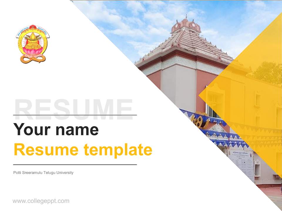 Potti Sreeramulu Telugu University Resume PPT Template4:3 ratio PPT effect preview image5