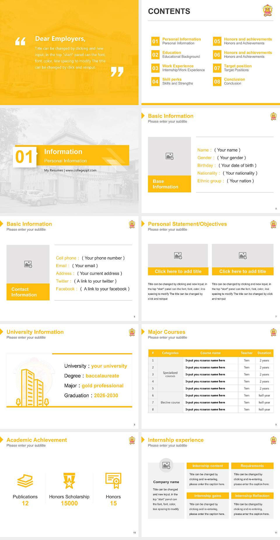 Potti Sreeramulu Telugu University Resume PPT Template4:3 ratio PPT effect preview image2