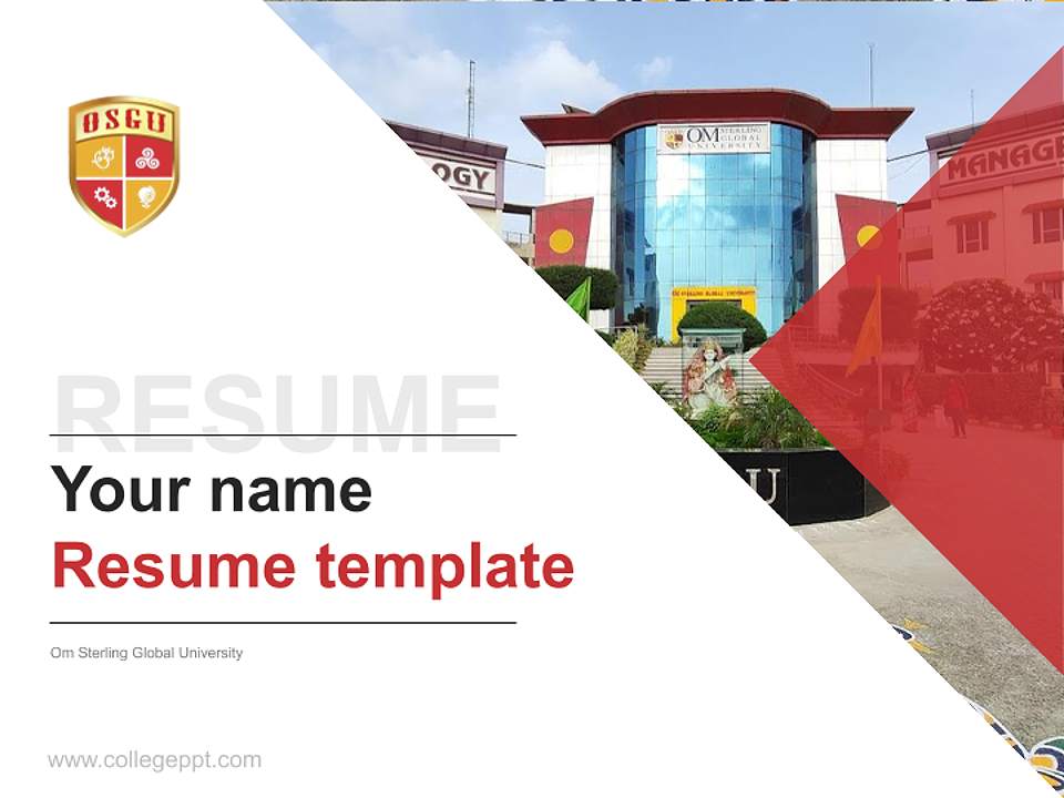 Om Sterling Global University Resume PPT Template4:3 ratio PPT effect preview image5