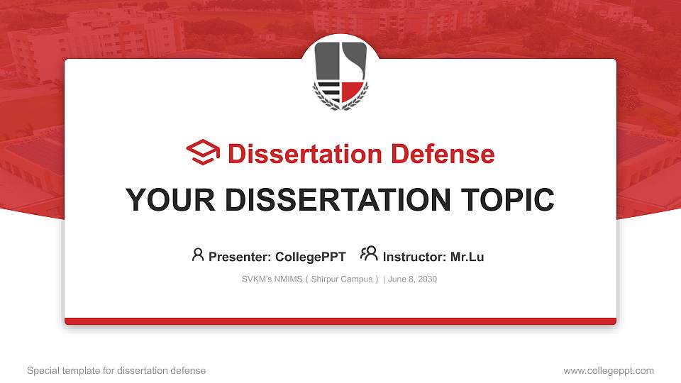 SVKM’s NMIMS（Shirpur Campus） Graduation Thesis Defense PPT Template16:9 ratio PPT effect preview image