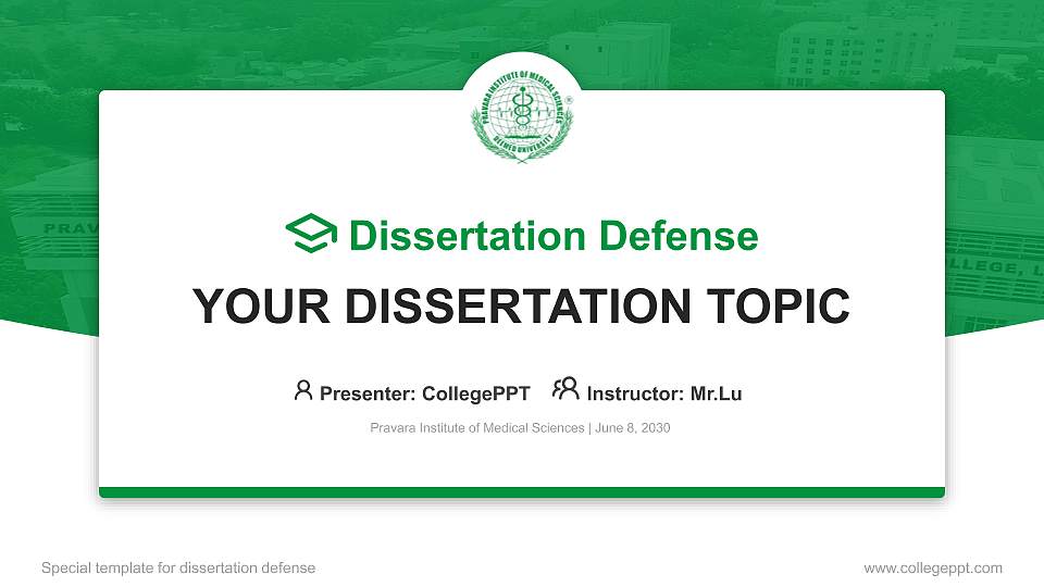 Pravara Institute of Medical Sciences Graduation Thesis Defense PPT Template16:9 ratio PPT effect preview image
