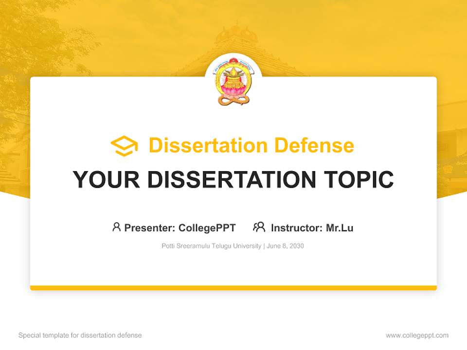 Potti Sreeramulu Telugu University Graduation Thesis Defense PPT Template4:3 ratio PPT effect preview image7