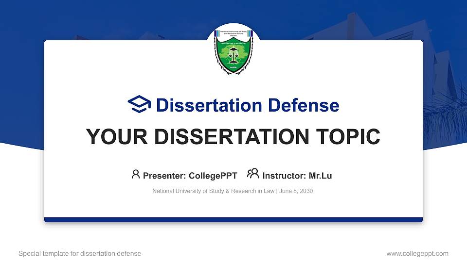National University of Study & Research in Law Graduation Thesis Defense PPT Template16:9 ratio PPT effect preview image
