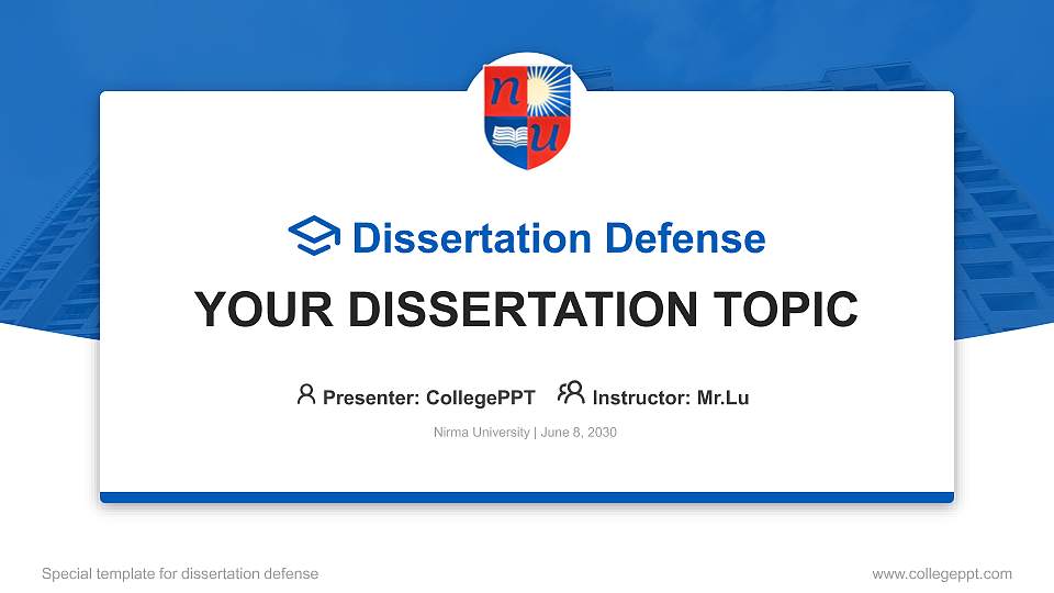 Nirma University Graduation Thesis Defense PPT Template16:9 ratio PPT effect preview image
