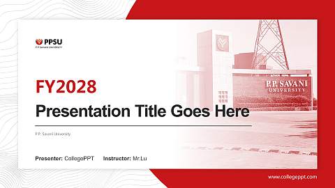 P.P. Savani University Academic Presentation/Research Findings Report PPT Template