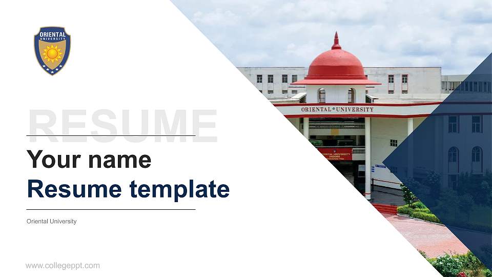 Oriental University Resume PPT Template16:9 ratio PPT effect preview image1