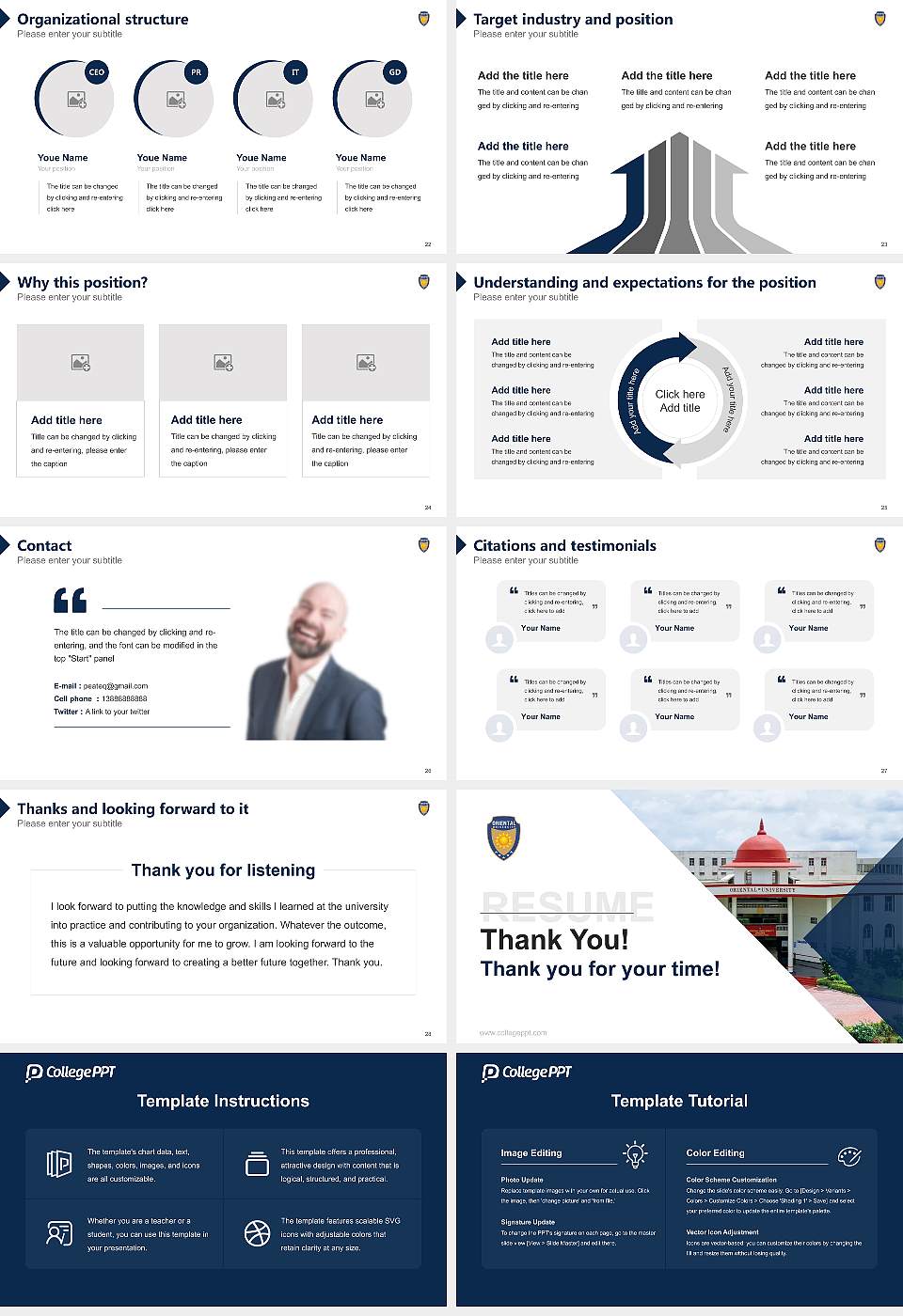 Oriental University Resume PPT Template16:9 ratio PPT effect preview image4