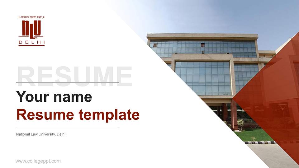 National Law University, Delhi Resume PPT Template16:9 ratio PPT effect preview image
