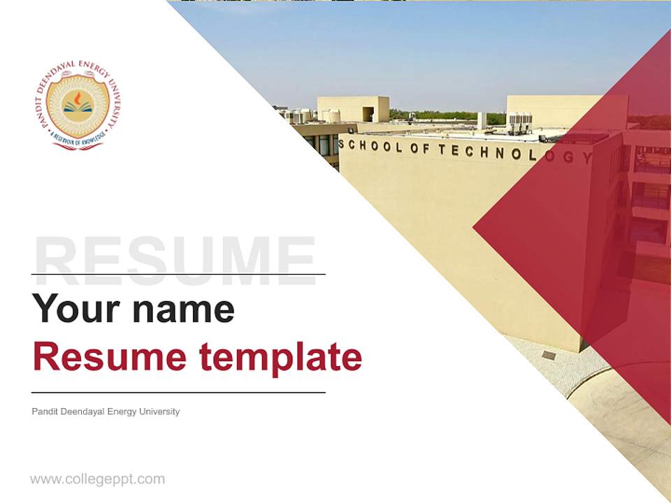 Pandit Deendayal Energy University Resume PPT Template4:3 ratio PPT effect preview image5