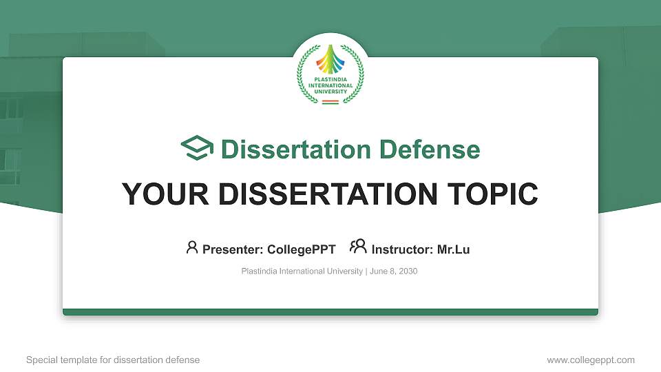 Plastindia International University Graduation Thesis Defense PPT Template16:9 ratio PPT effect preview image