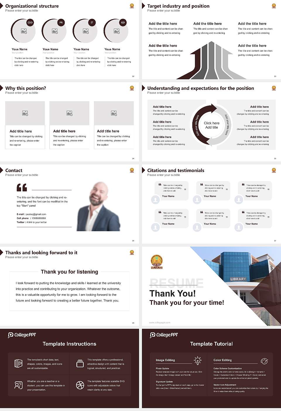 National Law University and Judicial Academy Resume PPT Template16:9 ratio PPT effect preview image4