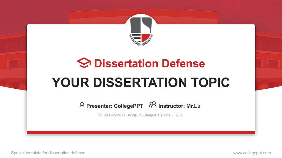 SVKM’s NMIMS（Bengaluru Campus） Graduation Thesis Defense PPT Template16:9 ratio PPT effect preview image