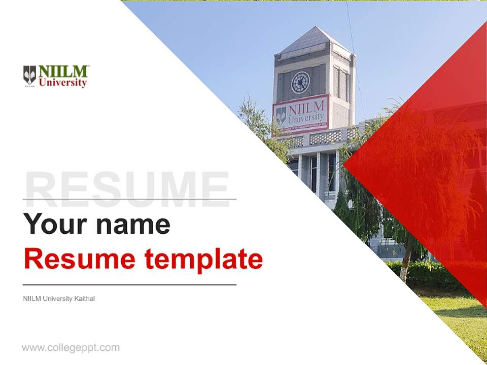 NIILM University Kaithal Resume PPT Template4:3 ratio PPT effect preview image5