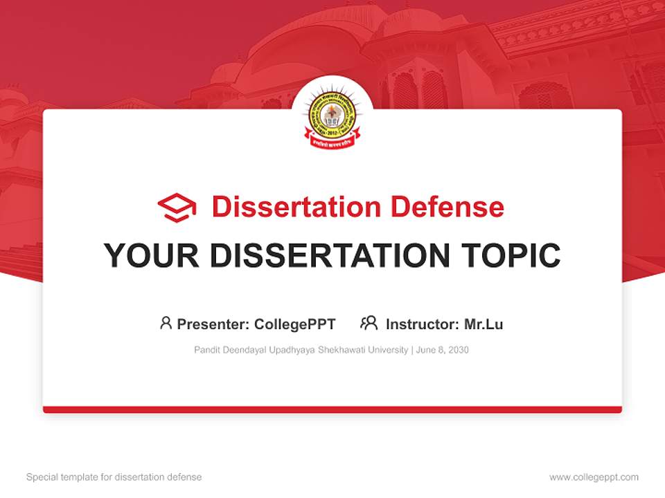Pandit Deendayal Upadhyaya Shekhawati University Graduation Thesis Defense PPT Template4:3 ratio PPT effect preview image7