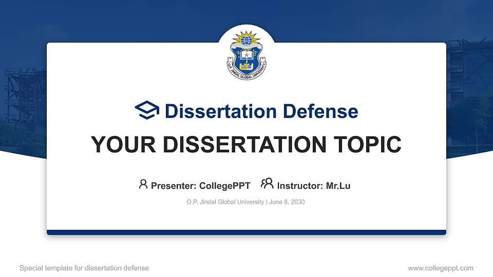 O.P. Jindal Global University Graduation Thesis Defense PPT Template16:9 ratio PPT effect preview image