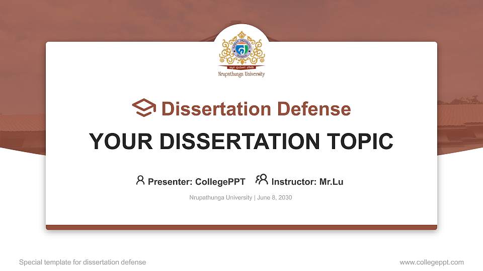 Nrupathunga University Graduation Thesis Defense PPT Template16:9 ratio PPT effect preview image