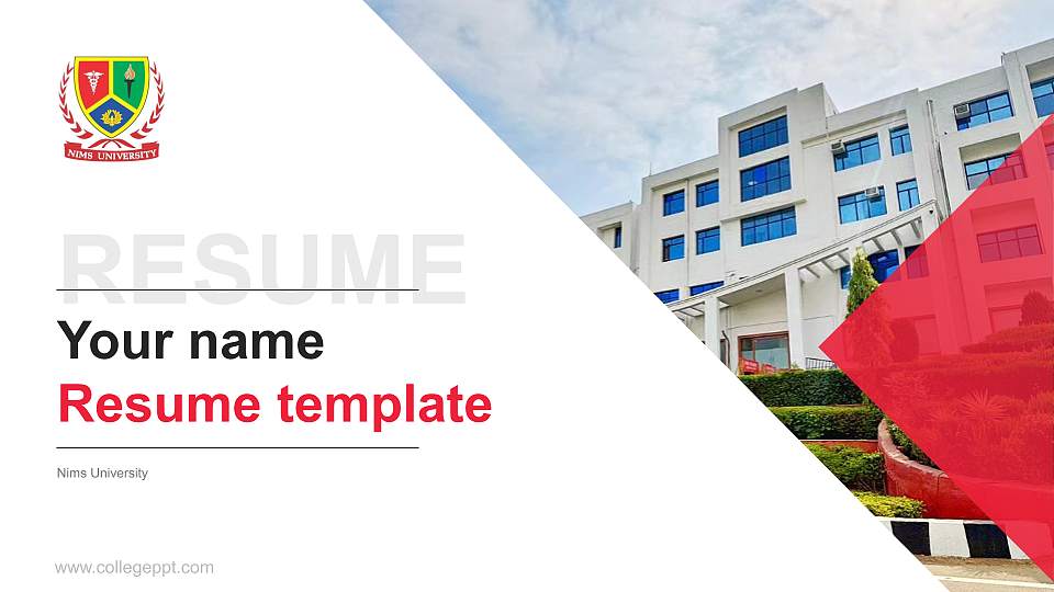 Nims University Resume PPT Template16:9 ratio PPT effect preview image