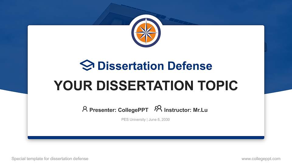 PES University Graduation Thesis Defense PPT Template16:9 ratio PPT effect preview image