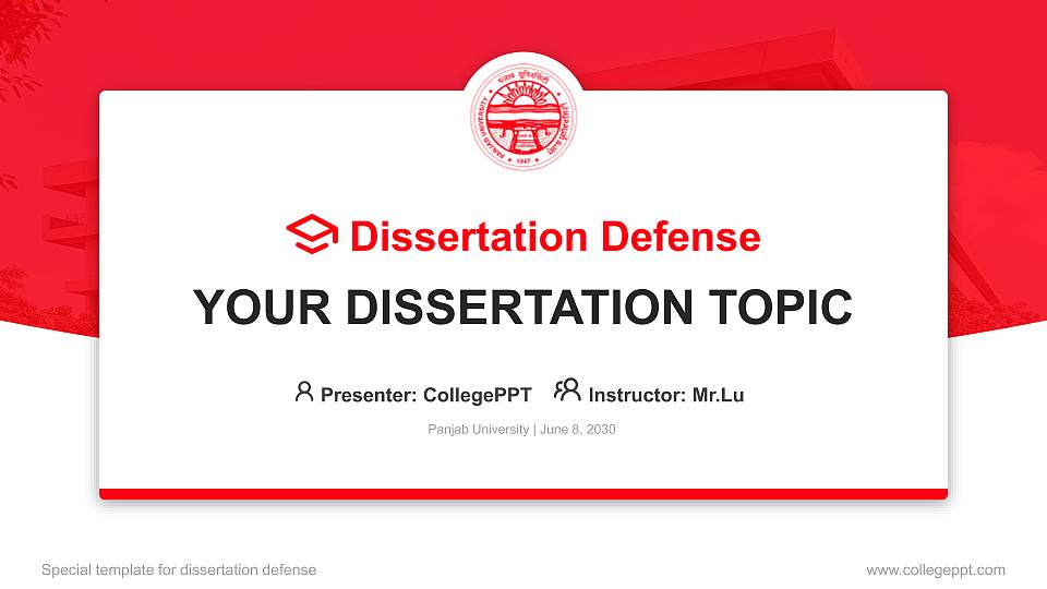 Panjab University Graduation Thesis Defense PPT Template16:9 ratio PPT effect preview image