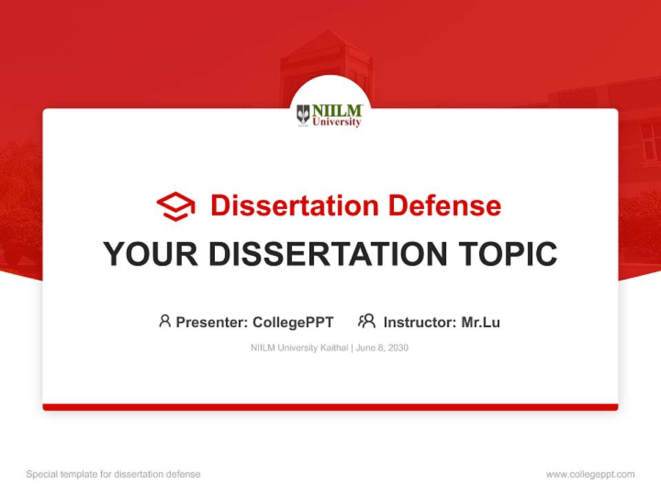 NIILM University Kaithal Graduation Thesis Defense PPT Template4:3 ratio PPT effect preview image7