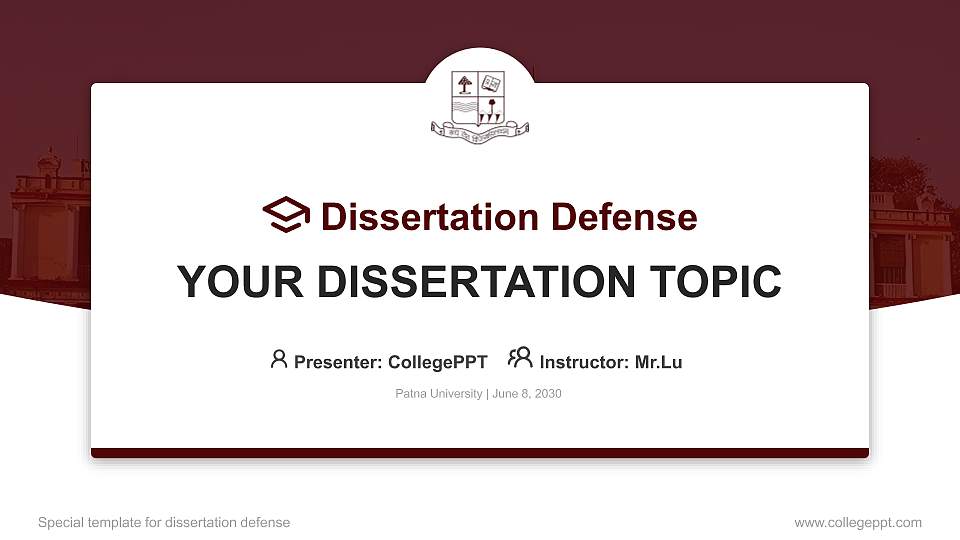 Patna University Graduation Thesis Defense PPT Template16:9 ratio PPT effect preview image
