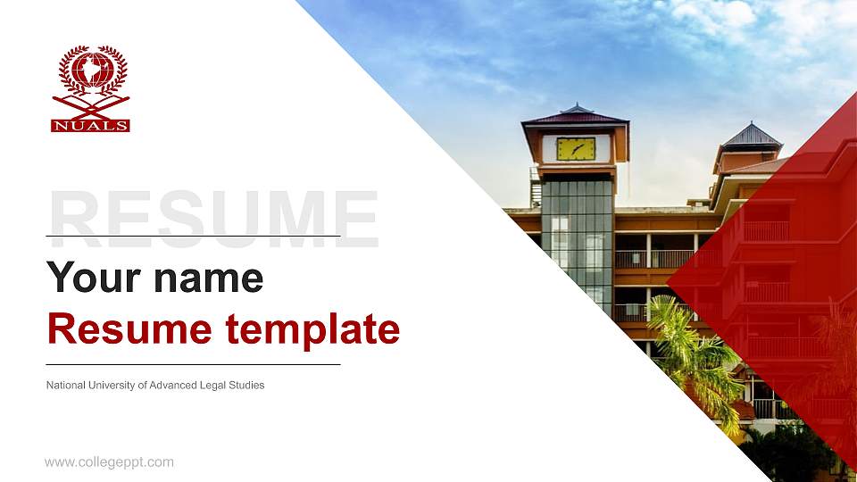 National University of Advanced Legal Studies Resume PPT Template16:9 ratio PPT effect preview image