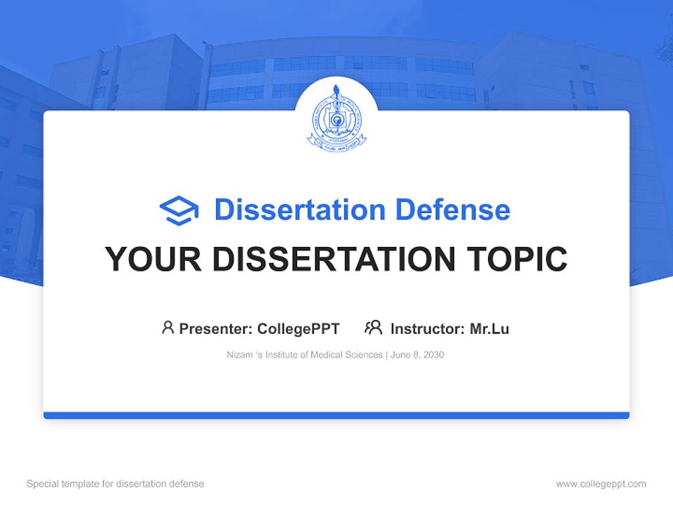 Nizam ‘s Institute of Medical Sciences Graduation Thesis Defense PPT Template4:3 ratio PPT effect preview image7