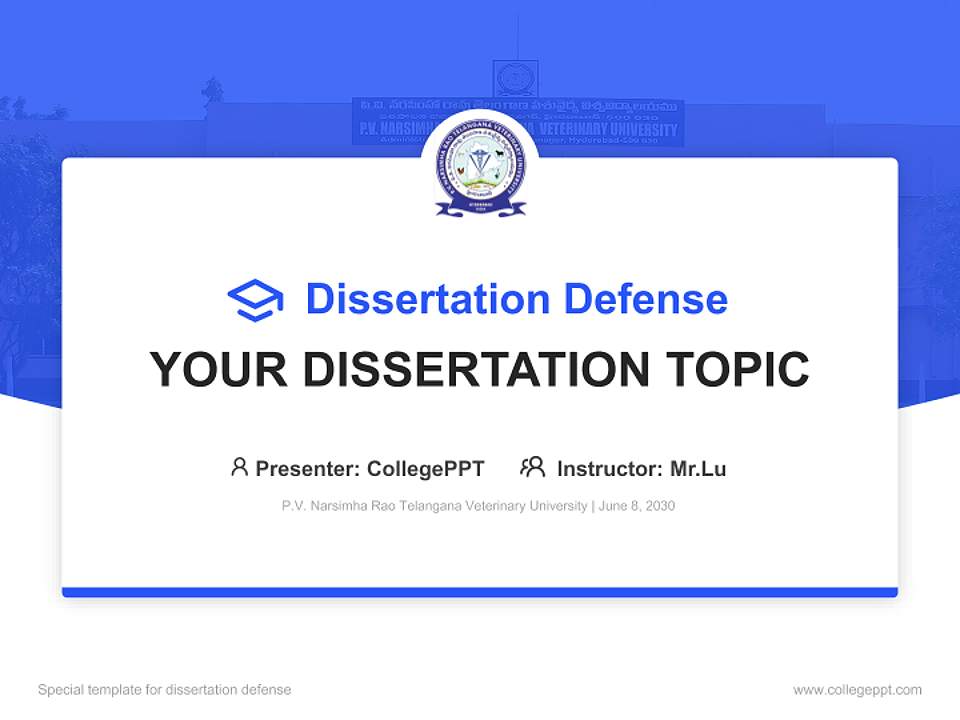 P.V. Narsimha Rao Telangana Veterinary University Graduation Thesis Defense PPT Template4:3 ratio PPT effect preview image7