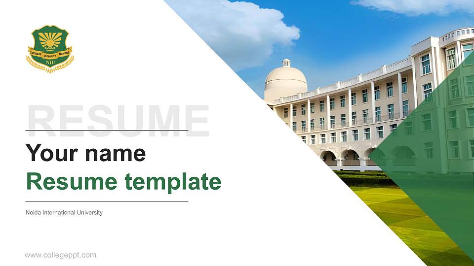 Noida International University Resume PPT Template16:9 ratio PPT effect preview image