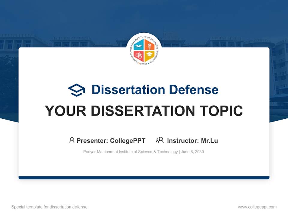 Periyar Maniammai Institute of Science & Technology Graduation Thesis Defense PPT Template4:3 ratio PPT effect preview image7