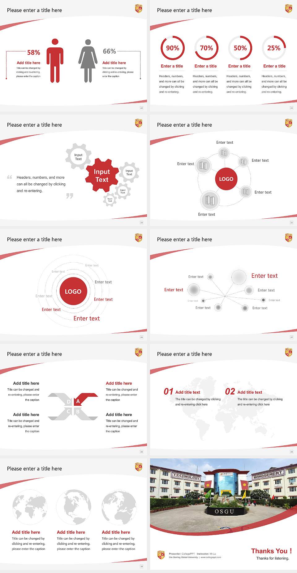Om Sterling Global University Course/Courseware Creation PPT Template4:3 ratio PPT effect preview image4