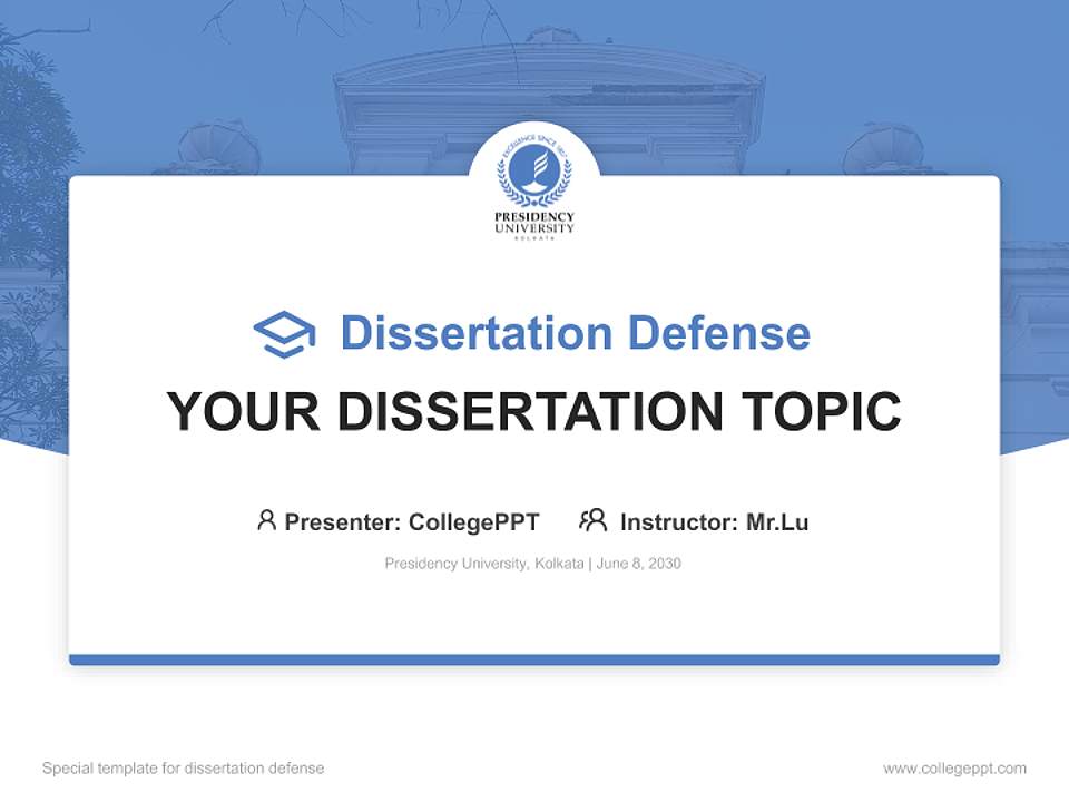 Presidency University, Kolkata Graduation Thesis Defense PPT Template4:3 ratio PPT effect preview image7