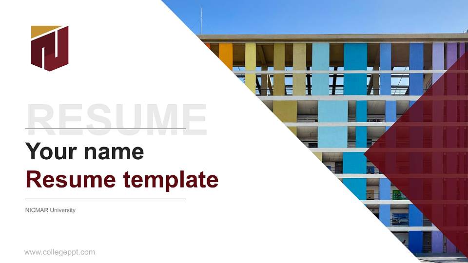 NICMAR University Resume PPT Template16:9 ratio PPT effect preview image