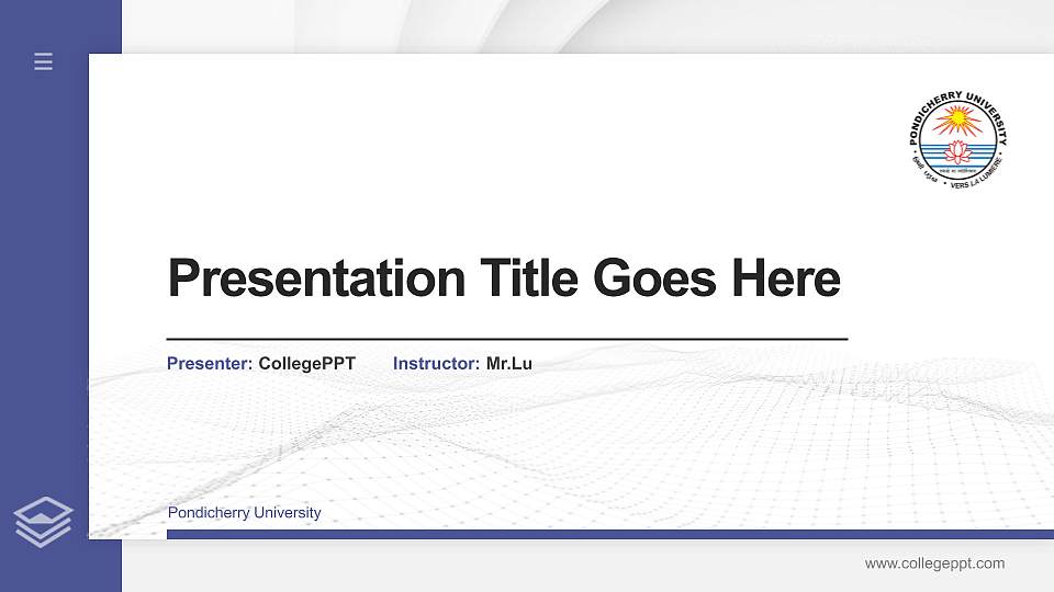 Pondicherry University Thesis Proposal/Graduation Defense PPT Template16:9 ratio PPT effect preview image