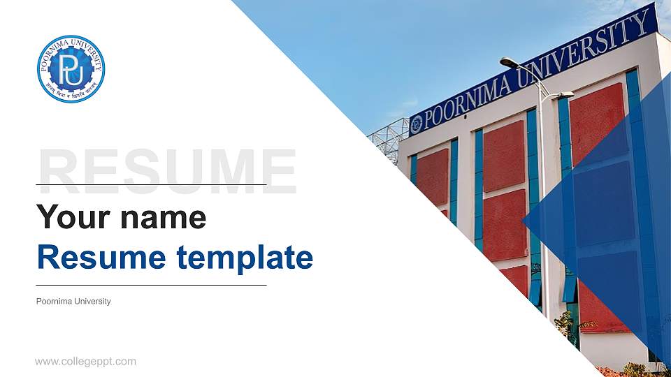 Poornima University Resume PPT Template16:9 ratio PPT effect preview image