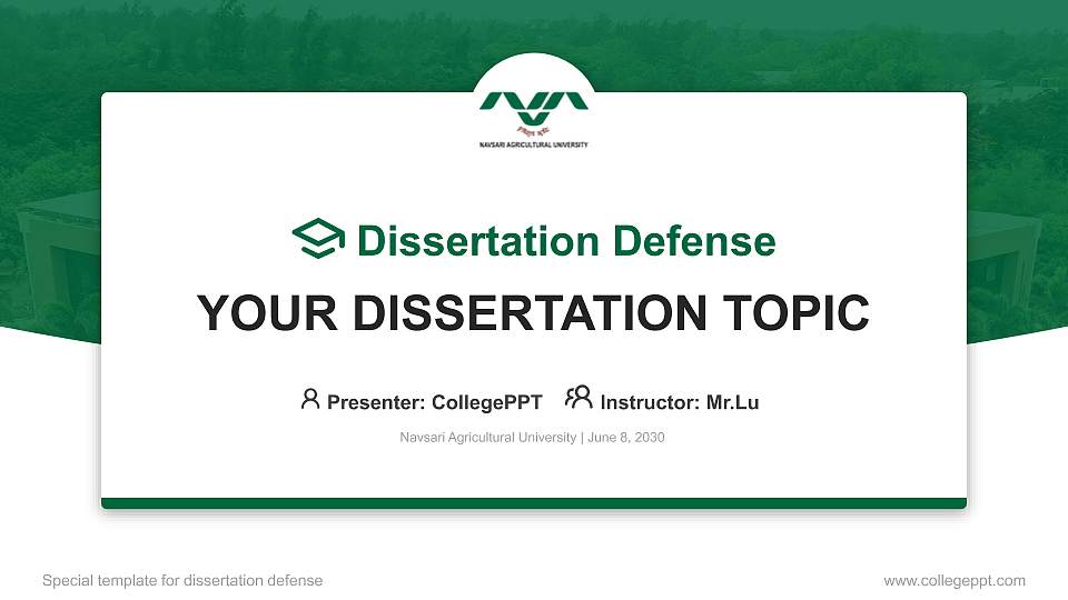 Navsari Agricultural University Graduation Thesis Defense PPT Template16:9 ratio PPT effect preview image