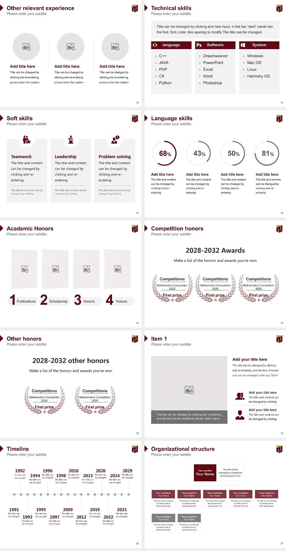 NICMAR University Resume PPT Template4:3 ratio PPT effect preview image3